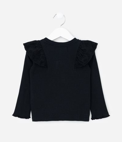 Blusa Infantil en Rib con Volado Broderie - Talle 1 a 6 años 2