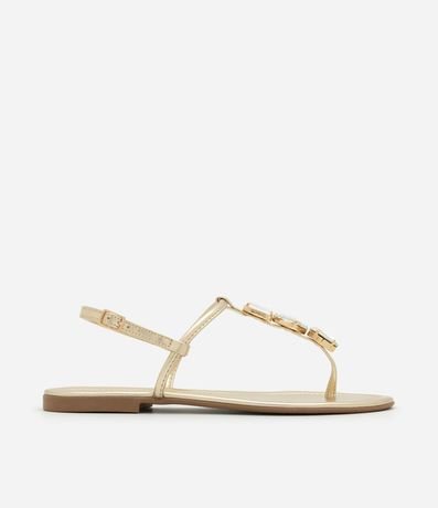 Sandalia Plana con Tiras Finas y Pedras