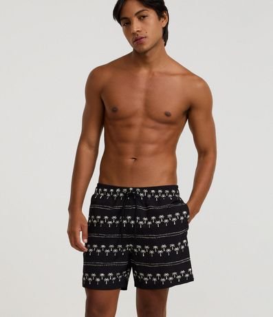 Bermuda Leve en Microfibra con Estampa de Palmeras