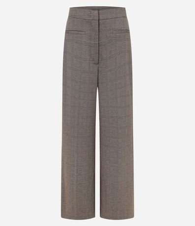 Pantalón Wide Leg en Punto Roma con Estampado de Cuadros 5