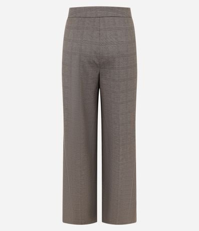 Pantalón Wide Leg en Punto Roma con Estampado de Cuadros 6