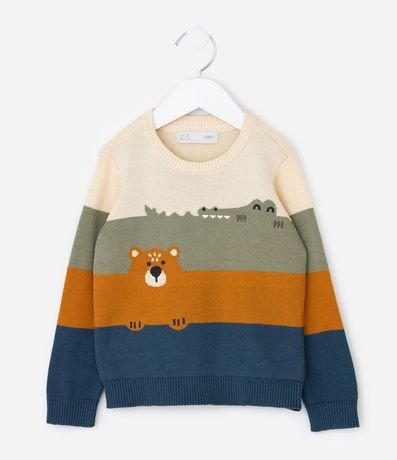 Saco Infantil Listrado en Punto Jacquard – Talle 1 a 6 años 2