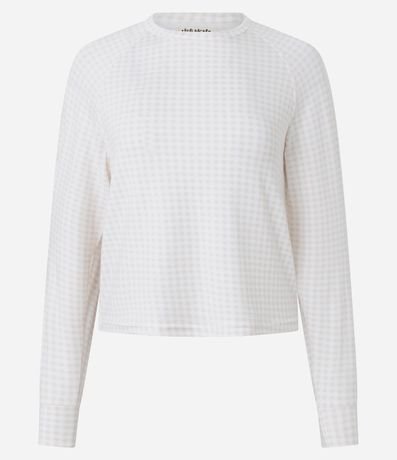 Blusa de Pijama Manga Larga con Estampa de Cuadros