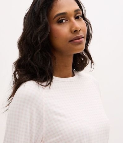 Blusa de Pijama Manga Larga con Estampa de Cuadros 3