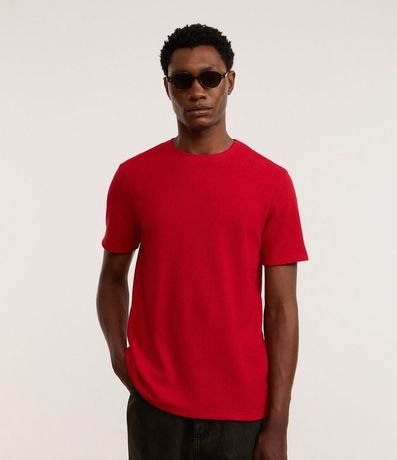 Remera Regular en Algodón con Textura Waffle