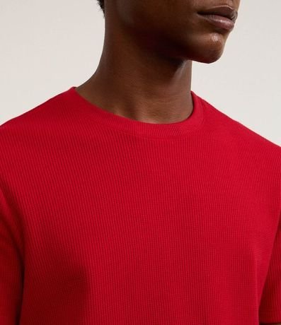 Remera Regular en Algodón con Textura Waffle 3