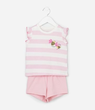 Pijama Corto Infantil con Estampa de Abeja- Talle 2 a 6 años