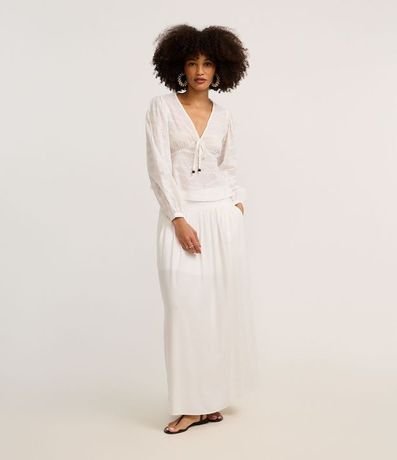 Pollera Evasê Midi en Viscolino con Lastex en la Cintura