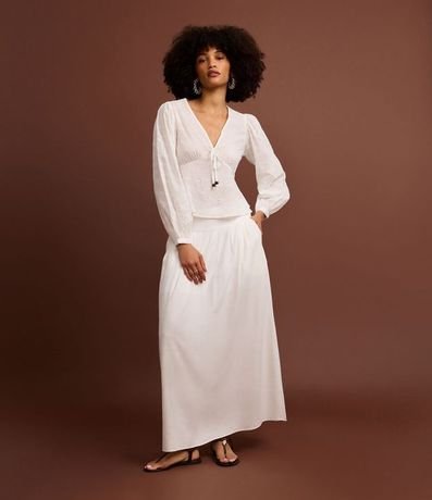 Pollera Evasê Midi en Viscolino con Lastex en la Cintura 5