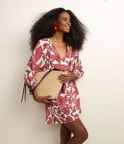 Salida de Playa Vestido Corto en Viscolino con Estampa Floral