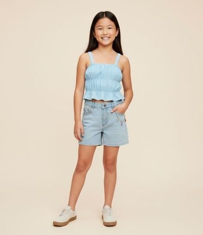 Blusa Infantil de Bretel Fino Texturizada con Lastex - Talle 5 a 14 años