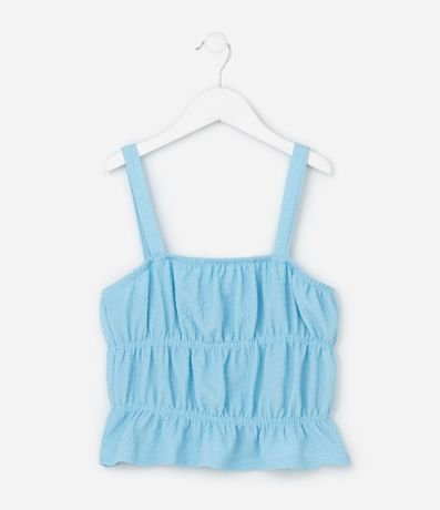 Blusa Infantil de Bretel Fino Texturizada con Lastex - Talle 5 a 14 años