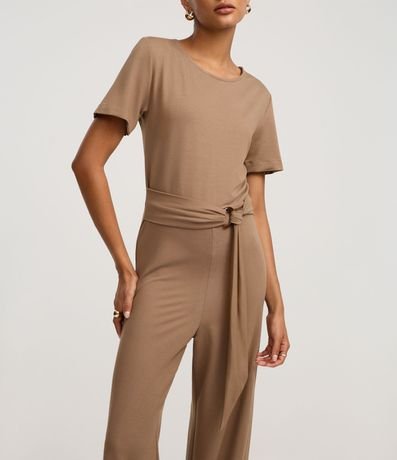 Mono en Piquet con Cinturón de Tejido y Hebilla 4