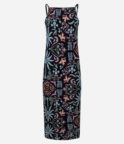 Vestido Midi Canelado en Rib con Estampa Floral 5