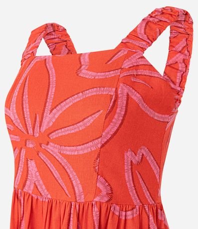 Vestido Evasê Midi en Viscolino con Estampa Floral 6