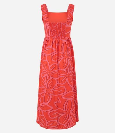 Vestido Evasê Midi en Viscolino con Estampa Floral 8