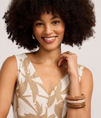 Vestido Evasê Midi en Viscolino con Estampa Follaje 3