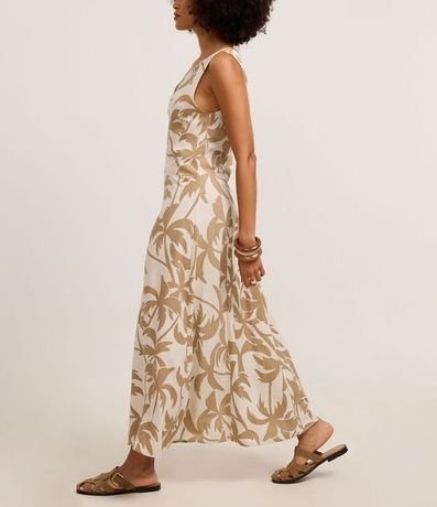 Vestido Evasê Midi en Viscolino con Estampa Follaje 5