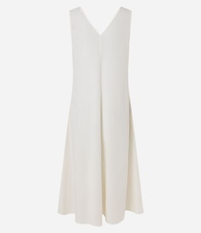 Vestido Evasê Midi en Viscolino con Escote V y Pences 7