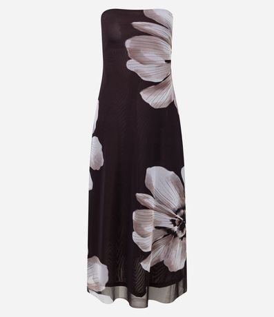 Vestido Long Midi en Tule con Estampa Floral 5
