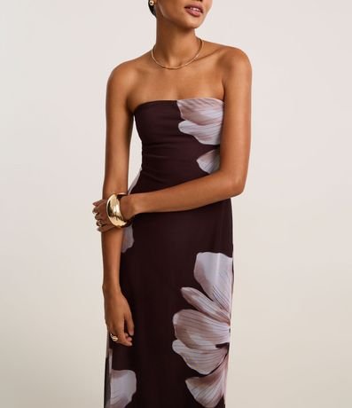 Vestido Long Midi en Tule con Estampa Floral 3