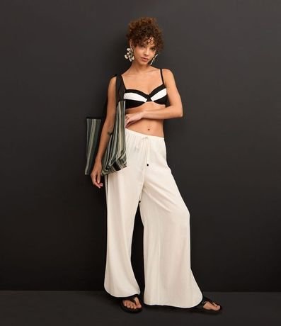 Salida de Playa Pantalón Sportcore en Lino y Viscosa con Rayas Laterales