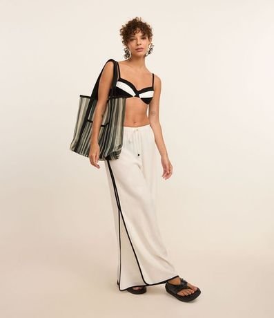 Salida de Playa Pantalón Sportcore en Lino y Viscosa con Rayas Laterales 2