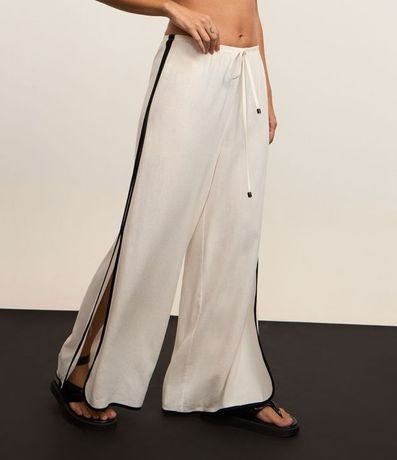 Salida de Playa Pantalón Sportcore en Lino y Viscosa con Rayas Laterales 3