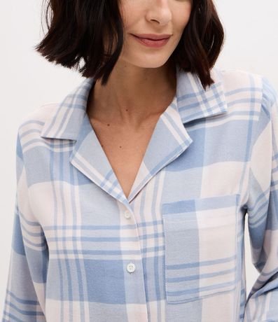 Pijama Americana Larga en Franela con Estampa de Cuadros 3