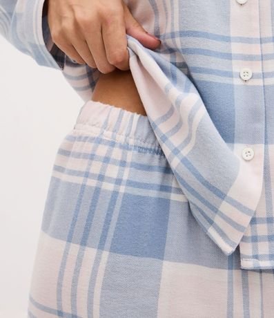 Pijama Americana Larga en Franela con Estampa de Cuadros 4