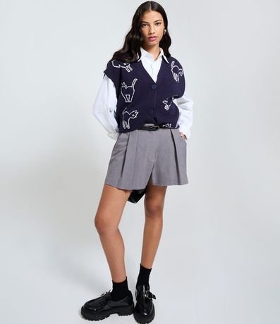 Chaleco con Botones y Estampado de Gatos 2