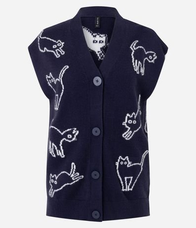 Chaleco con Botones y Estampado de Gatos 4