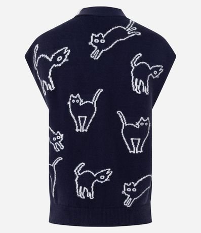 Chaleco con Botones y Estampado de Gatos 7