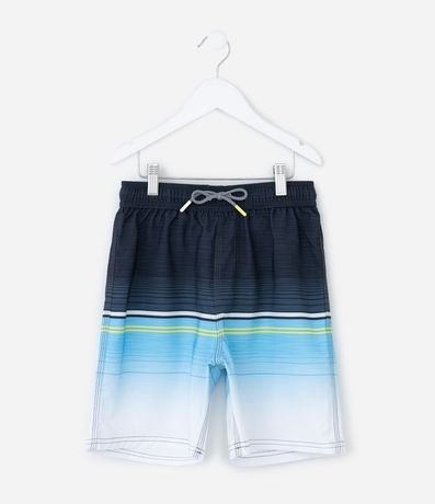 Bermuda Infantil de Baño con Estampa de Rayas -Talle 5 a 14 años