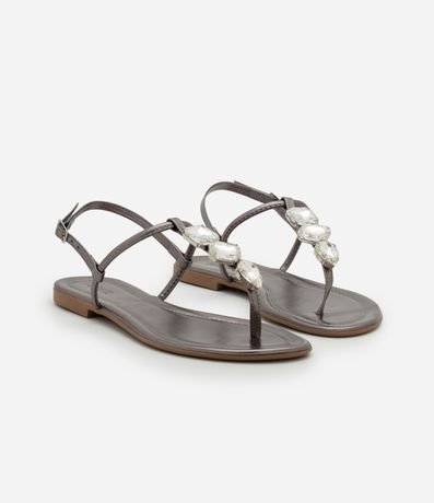 Sandalia Plana con Tiras Finas y Pedras 4