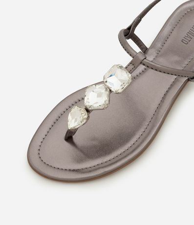 Sandalia Plana con Tiras Finas y Pedras 7