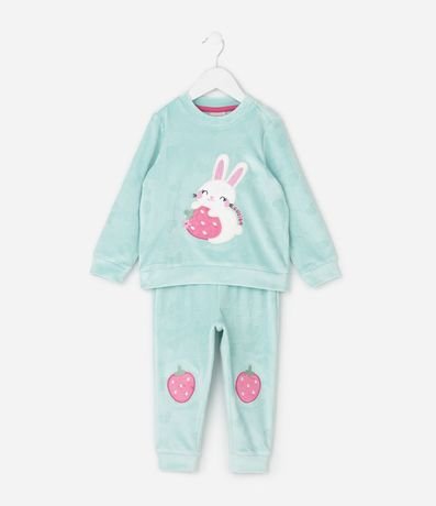 Pijama Infantil con Bordado Conejito y Frutillas – Talle 2 a 6 años
