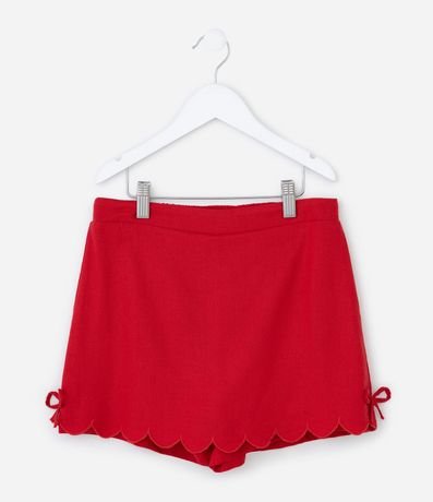 Short Pollera en Viscolino con Bajo Diferenciada con Lacitos - Talle 7 a 14 años