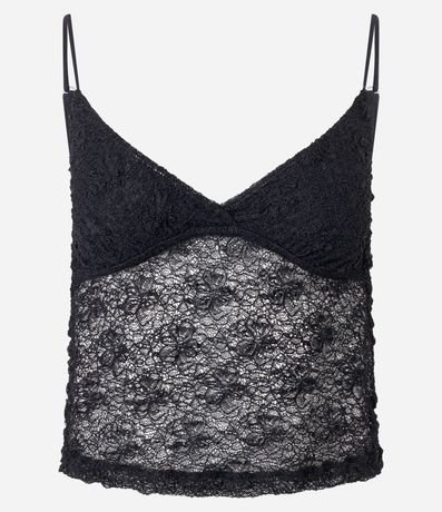 Blusa en Encaje con Breteles Finos y Textura 5