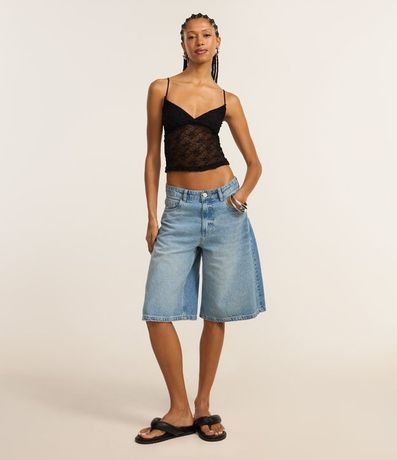 Blusa en Encaje con Breteles Finos y Textura 2