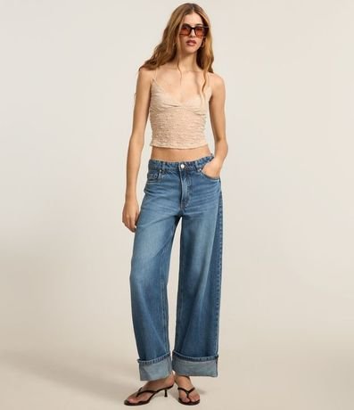 Blusa en Encaje con Breteles Finos y Textura 2