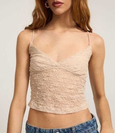 Blusa en Encaje con Breteles Finos y Textura 3