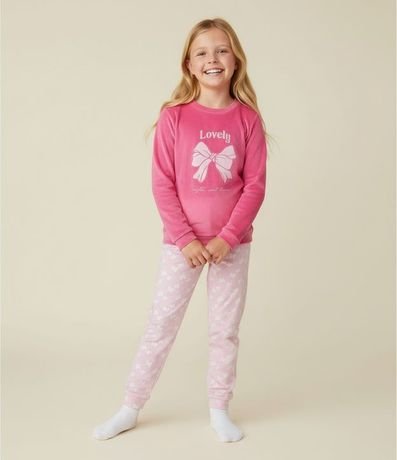 Pijama Infantil Largo con Estampa de Moñitas en Relieve – Talle 5 a 14 años