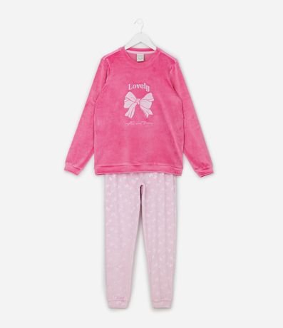 Pijama Infantil Largo con Estampa de Moñitas en Relieve – Talle 5 a 14 años
