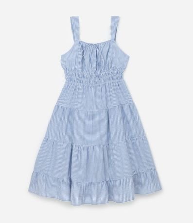 Vestido Midi en Tricolina con Rayas y Volados Curve & Plus Size