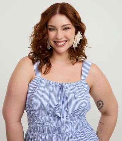 Vestido Midi en Tricolina con Rayas y Volados Curve & Plus Size 3