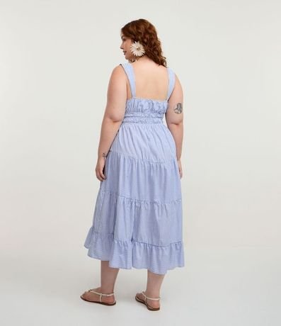 Vestido Midi en Tricolina con Rayas y Volados Curve & Plus Size 4