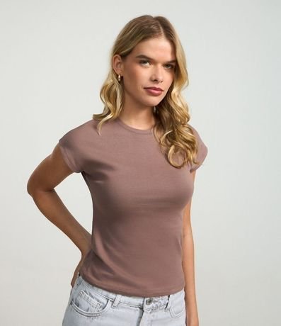Blusa Básica en Rib con Hombro Caído