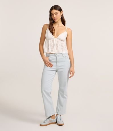 Pantalón Baggy Rayada en Sarga con Bolsillos