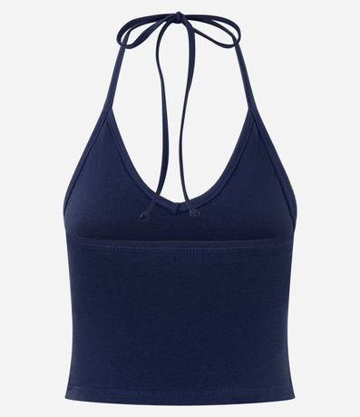 Blusa Cropped Frente Única en Cotton con Lazo 6